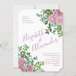 Invitación Boda Primavera Jardín de Rosas Rosadas