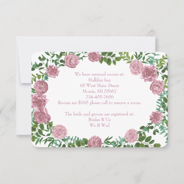 Invitación Boda Primavera Jardín de Rosas Rosadas (Anverso)
