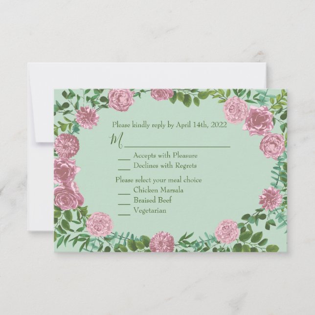 Invitación Boda Primavera Jardín de Rosas Rosadas (Anverso)