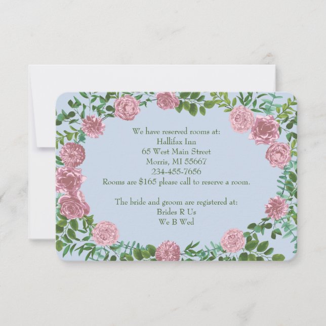 Invitación Boda Primavera Jardín de Rosas Rosadas (Anverso)