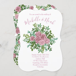 Invitación Boda Primavera Jardín de Rosas Rosadas