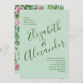 Invitación Boda Primavera Jardín de Rosas Rosadas