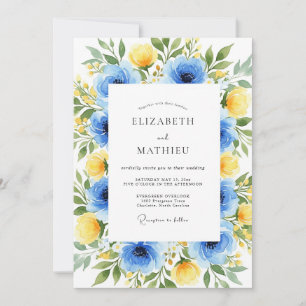 Invitación Boda Primaveral Abundante Canario Azur