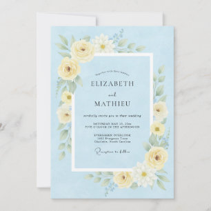 Invitación Boda primaveral aireada de azul aciano