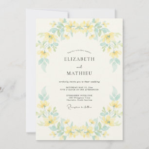 Invitación Boda primaveral aireada de color amarillo prímula