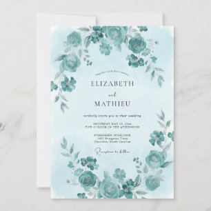 Invitación Boda primaveral cian prístina