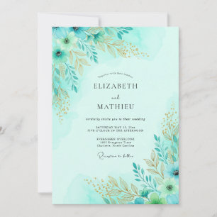 Invitación Boda primaveral de menta dichosa