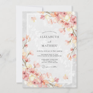 Invitación Boda primaveral delicada en huerto de melocotones