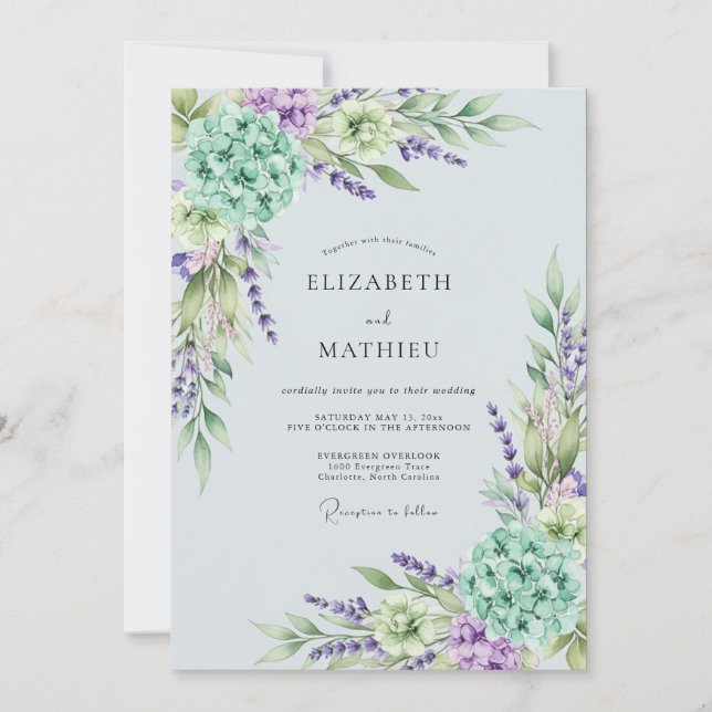 Invitación Boda primaveral etérea de lavanda (Anverso)