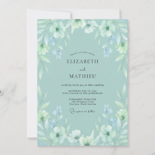 Invitación Boda primaveral etérea en verde espuma de mar
