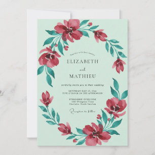 Invitación Boda primaveral llena de vida en verde menta