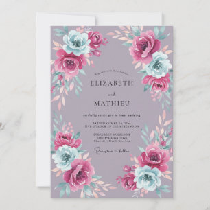 Invitación Boda primaveral lujosa de color malva