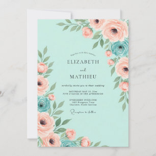 Invitación Boda primaveral luminosa en verde menta