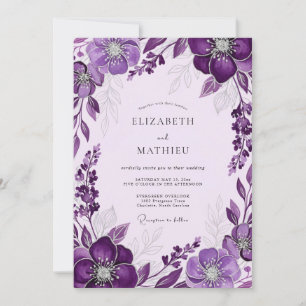 Invitación Boda primaveral luminosa púrpura