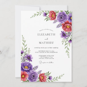 Invitación Boda primaveral morada vívida