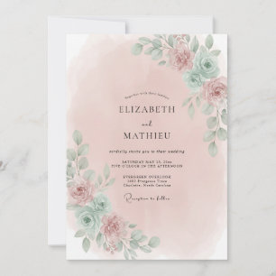 Invitación Boda primaveral pacífica de color rosa rubor