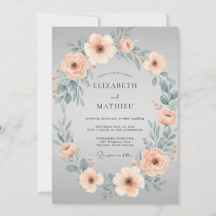 Invitación Boda primaveral pacífica en gris paloma