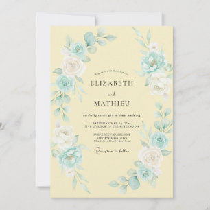 Invitación Boda primaveral refrescante de color amarillo páli