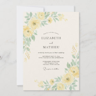 Invitación Boda primaveral tranquila de color amarillo pálido