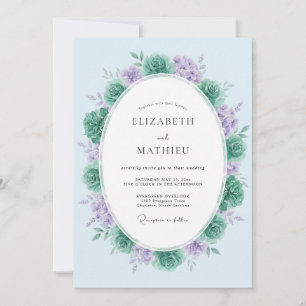 Invitación Boda primaveral tranquila de lavanda azul verdoso