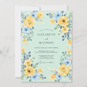Invitación Boda primaveral verde espuma de mar vívida