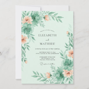 Invitación Boda primaveral verde menta