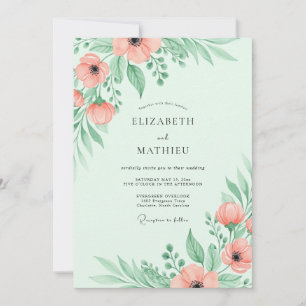 Invitación Boda primaveral verde menta y aireada