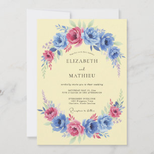 Invitación Boda primaveral vivaz de azul aciano
