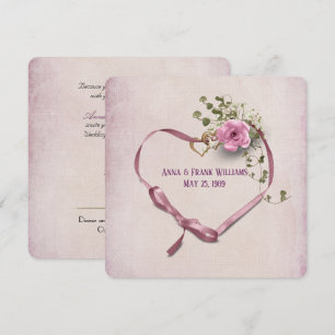 Invitación boda promesa renovación de la cinta rosada corazón