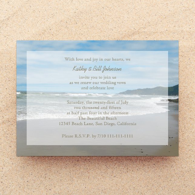 Invitación Boda promete la renovación junto a la playa (Subido por el creador)