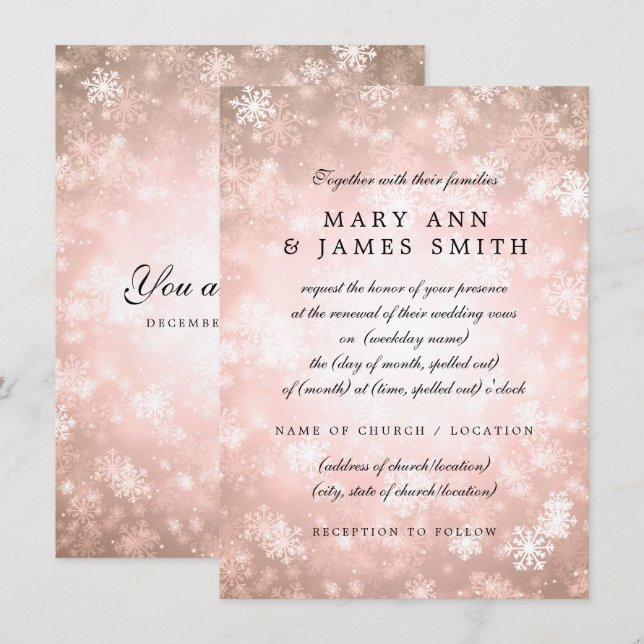 Invitación Boda promete renovación del cobre en invierno (Anverso / Reverso)