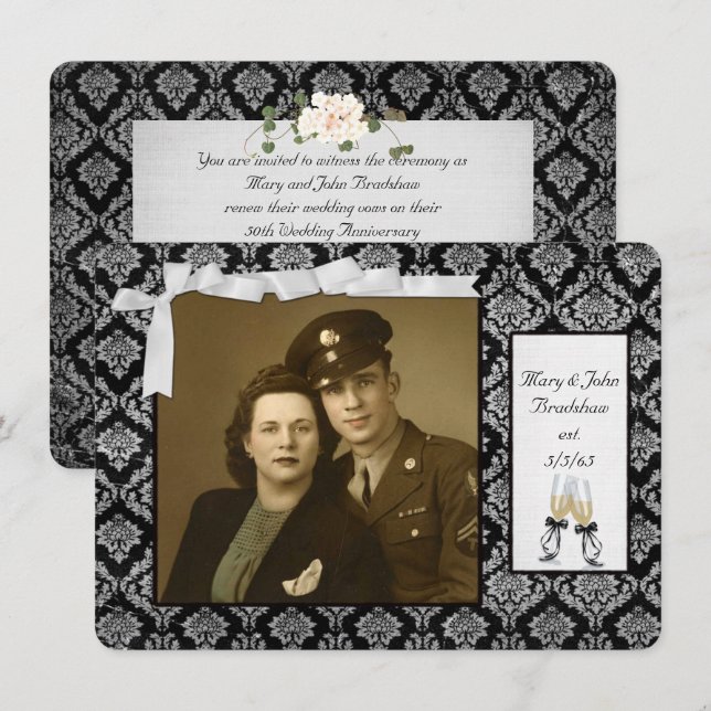 Invitación Boda promete renovación en aniversario (Anverso / Reverso)