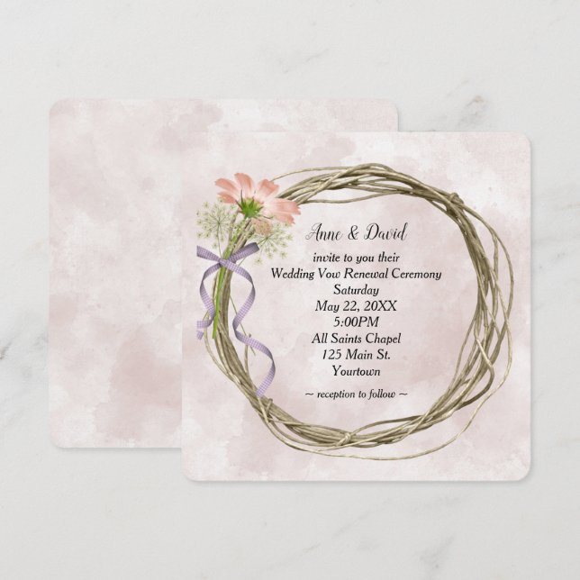 Invitación Boda Promete Una Lealtad De Renovación En Una Acua (Anverso / Reverso)