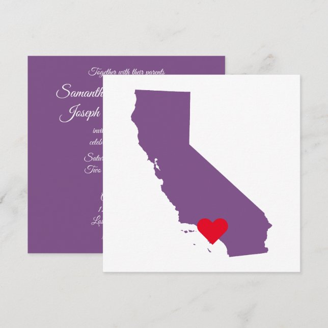 Invitación Boda Purple California (Anverso / Reverso)