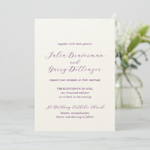 Invitación Boda Purple Elegante Tradicional