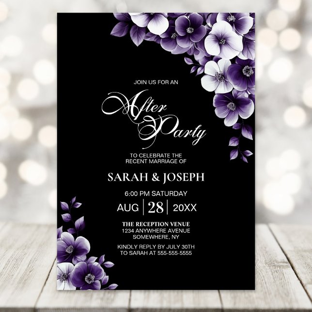 Invitación Boda Purple Floral Después Del Fiesta (Subido por el creador)