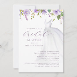 Invitación Boda Purple Floral Vestido Bridal Shower