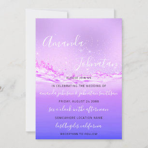 Invitación Boda Purple Ocean Pink Spark Bubbles Aqua