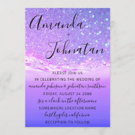 Invitación Boda Purple Ocean Spark Waves Ocean Beach