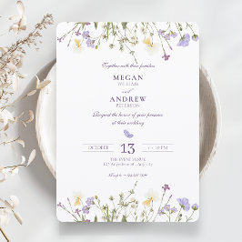 Invitación Boda Purple Rustic Wildflowers