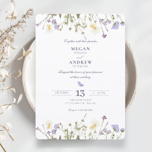 Invitación Boda Purple Rustic Wildflowers