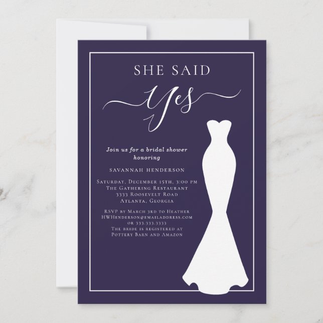 Invitación Boda Purple Wildflower vestido ducha de novia (Anverso)
