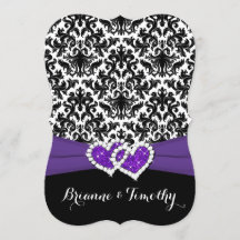 Boda| Púrpura blanca negra| Damasco| Corazones