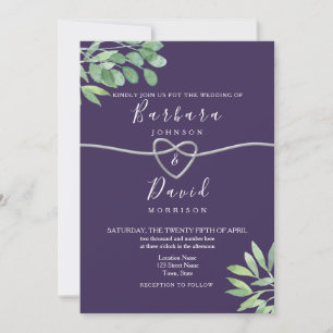 Invitación Boda púrpura botánico