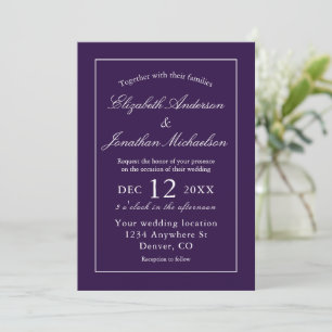 Invitación Boda púrpura clásico Minimalista