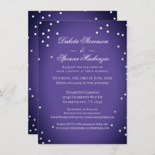 Invitación Boda púrpura   Confetti de plata ultravioleta de M