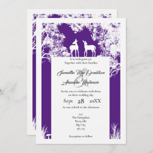 Invitación Boda púrpura de fideos de Woodland