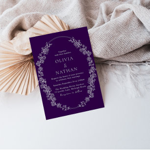 Invitación Boda púrpura de la guirnalda blanca
