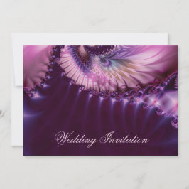 Invitación Boda púrpura de la pluma del pavo real del fractal