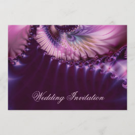 Invitación Boda púrpura de la pluma del pavo real del fractal